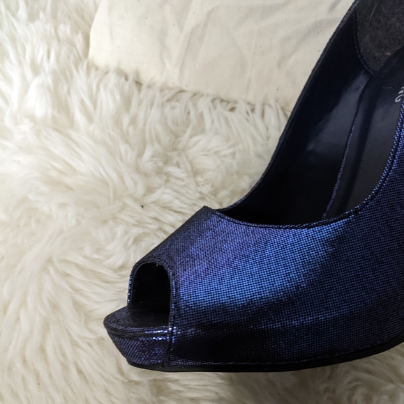 LNC Call it Spring blue, purple, shiny reflective peep toe heels, 4.5", 8 - Picture 7 of 11